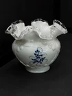 Vintage Fenton Cabbage Rose Rose Vase Bowl Handpainted Signed