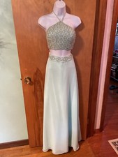 PF Beaded Light Water Prom Evening Formal Special Occasion 2 Pieces Dress S 6