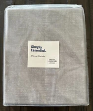 Simply Essential  54”x 80” Color Block Shower Curtain in Blue and Gray Bathroom