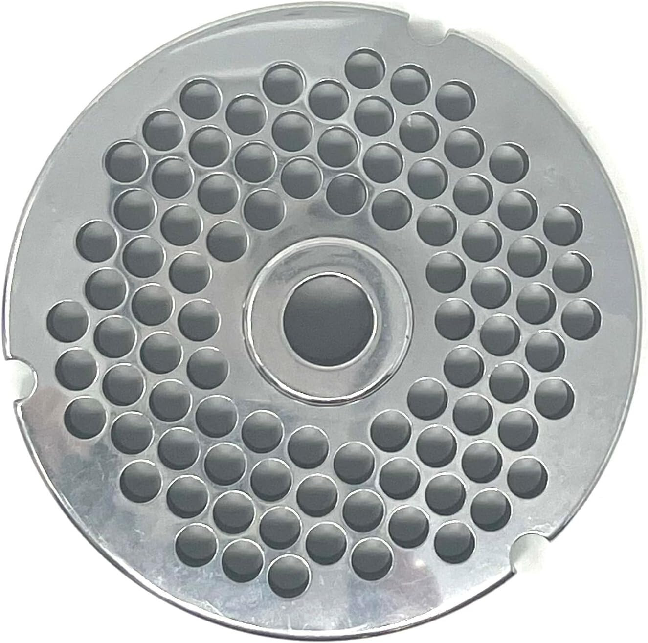 #32 Meat Grinder Plate, Hubbed, Stainless Steel, 1/4" (6.35mm), 10mm Thick