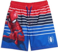 Marvel Little Boys' Spiderman Striped Swim Trunks Spider-man Size 7/8