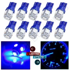 10 x Blue T10 168 2825 194 5050 SMD 5 LED Bulbs For Car License Plate Lights