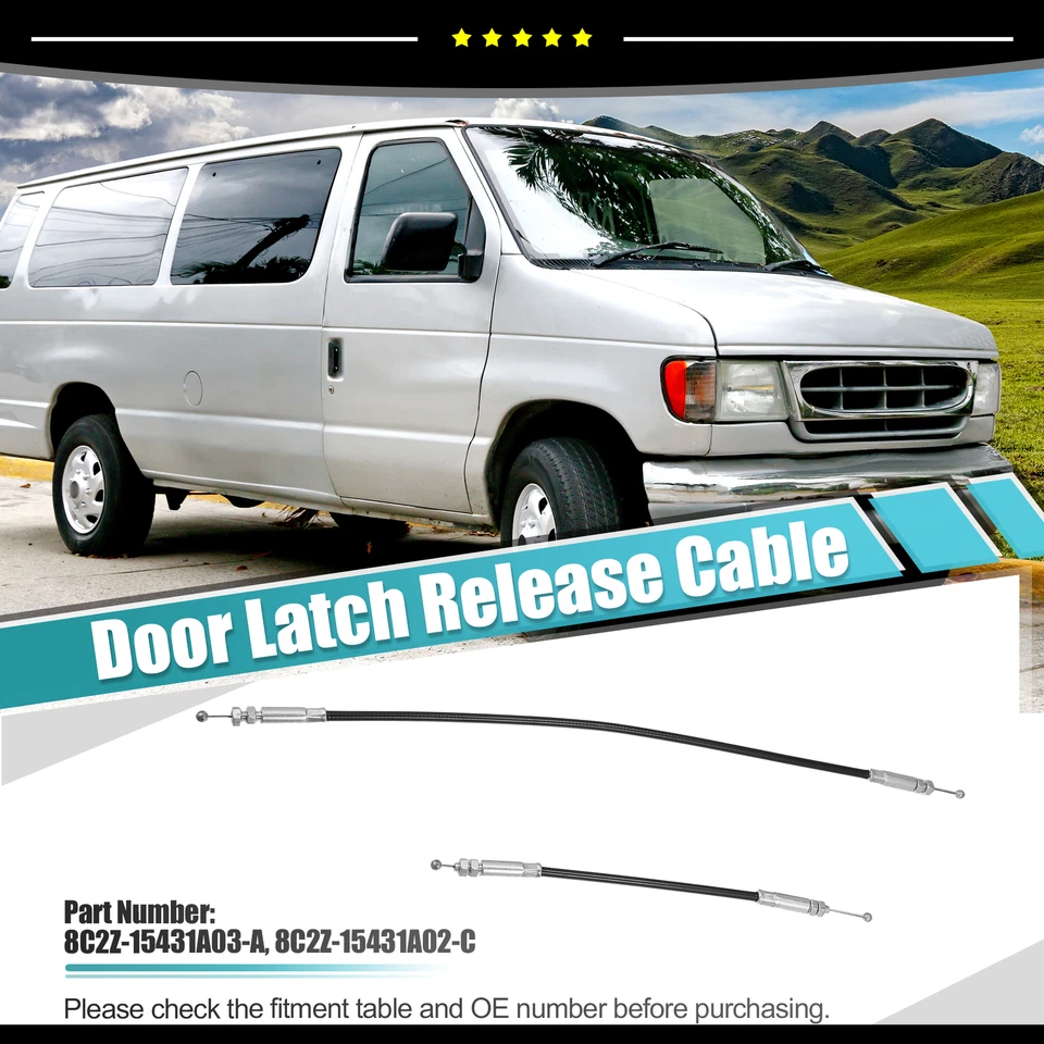 Juego de 1 cable de liberación de pestillo de puerta trasera derecha 8C2Z-15431A03-A apto para Ford E150 Foto 2 de 4