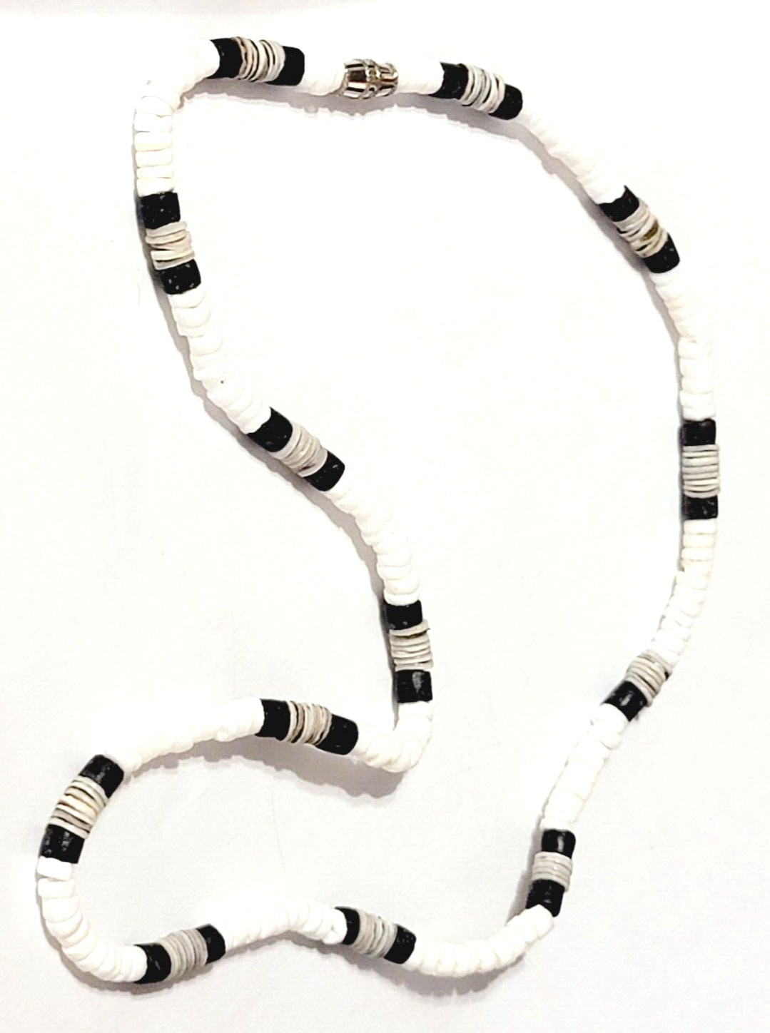 Vintage Boho Shell Necklace White Gray Black 18” … - image 2