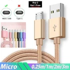 2M 3M Braided Micro USB Data Sync Charger Cable Lead For Samsung Android Phones