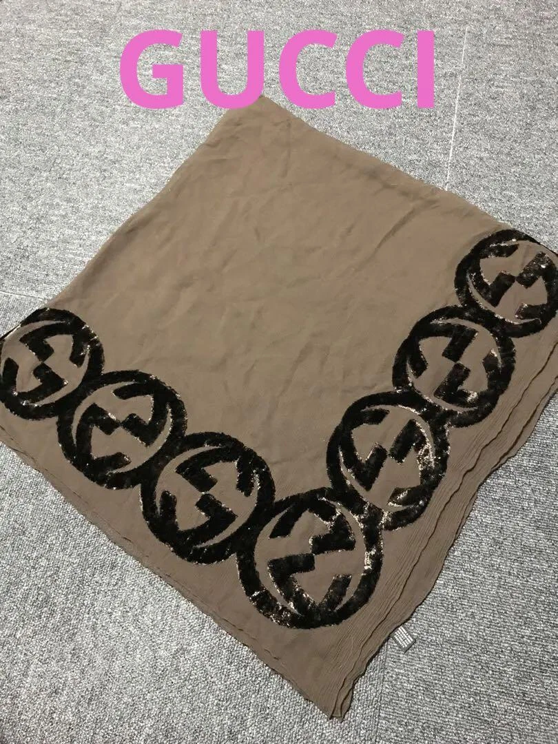 Écharpe GUCCI marron soie rayonne étole motif GG légère 39,4 x 39,4 pouces