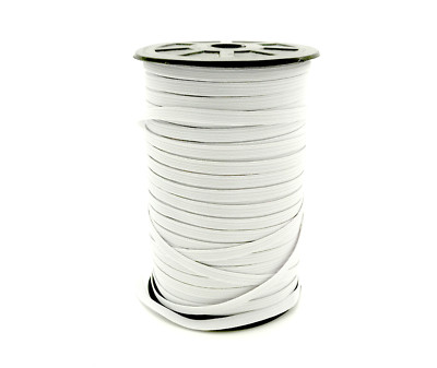 1/4 0.25 Quarter Inch 6mm Braided Flat Elastic - White, 5 yards