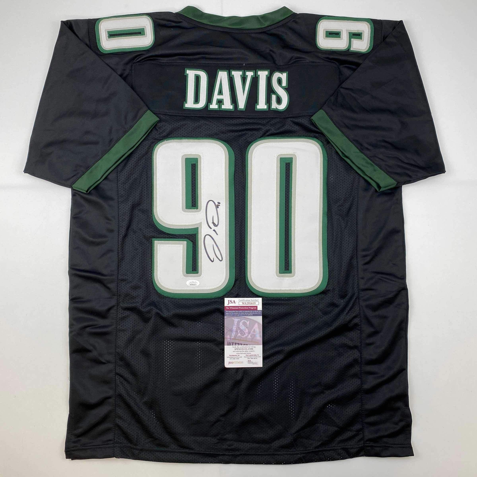 Jordan Davis Autographed Signed Philadelphia Eagles / Philadelphia Black Football Jersey JSA COA 