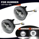 For 2003-09 Hummer H2 Pair LED Front Bumper Fog Lights Halo Daytime Running Lamp