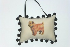 Norfolk Terrier Plush Door Or Wall Pillow w/Black Chenille Trim, 6" x 4",U.S.A.