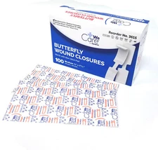 100x Plastic Adhesive Bandages Bandaid Strips Medium Butterfly 3/8'' x 1 13/16''