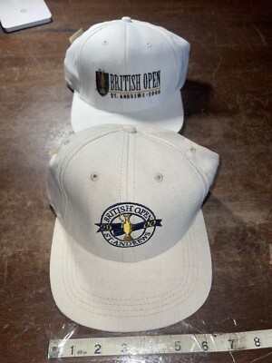 2 British Open St. Andrews 2000 Major Off White Adjustable Cap Hat NEW PGA Hats