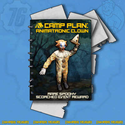 FALLOUT 76 PC PLAN: ANIMATRONIC CLOWN RARE SPOOKY SCORCHED EVENT REWARD
