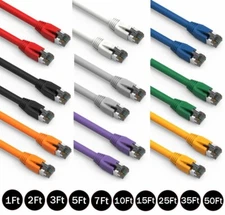 1 - 50FT 24AWG CAT8 SSTP Pure Copper RJ45 Ethernet Network Patch Cable 40G Lot