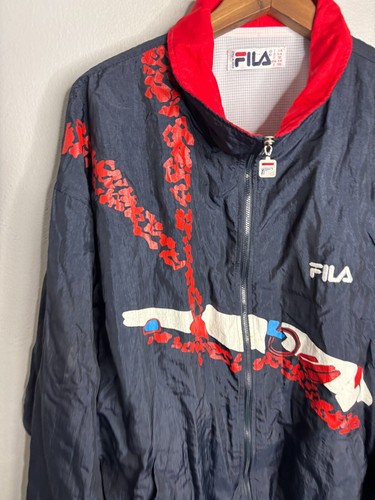 Vintage 90's Fila Windbreaker Full Zip Cotton Lined Jacket Mens Size 2XL 6280 - Picture 2 of 6