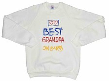 *VTG* Jerzees by Russell 'Best Grandpa Ever' White Sweatshirt; Made in USA; M
