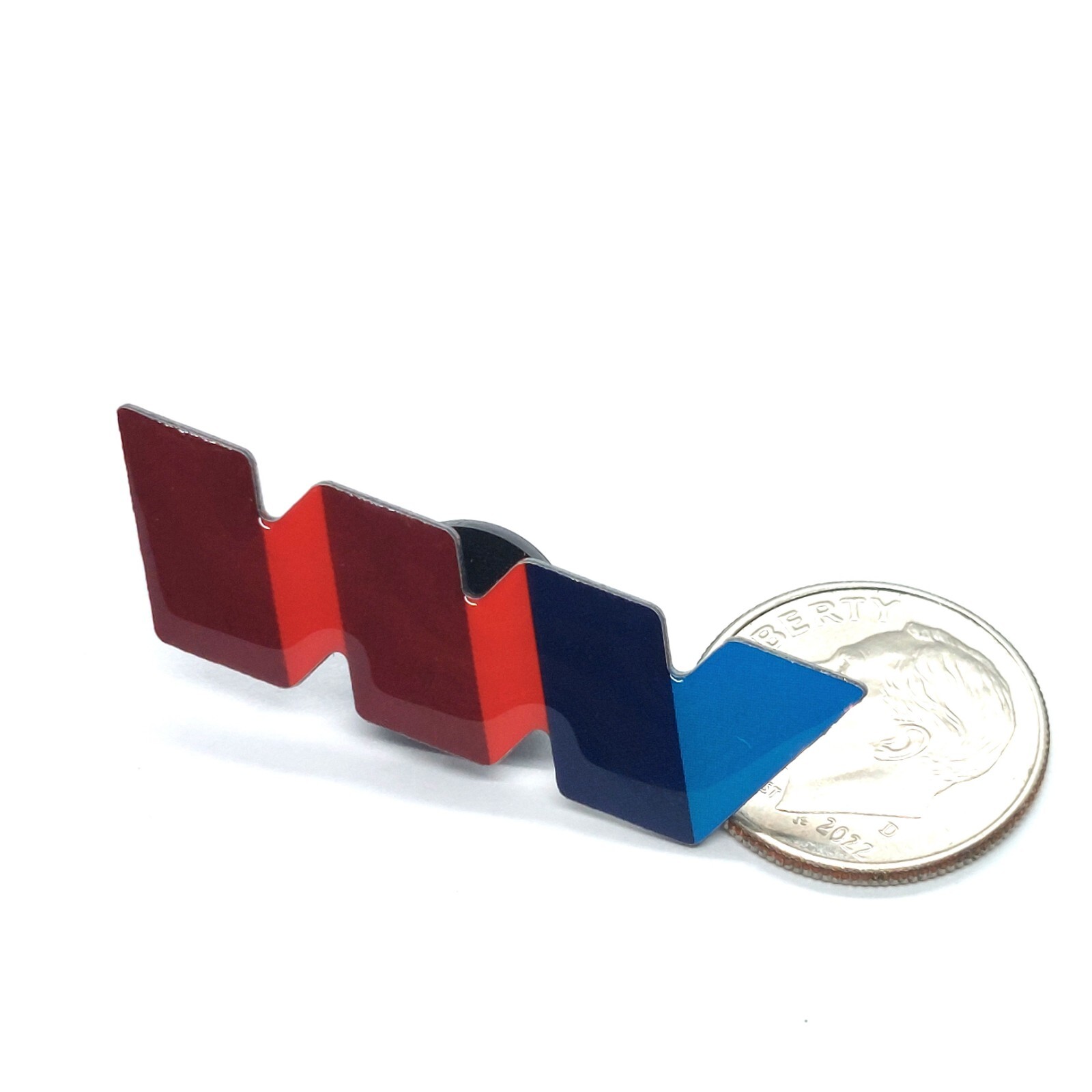 WW Red Blue Striped Lapel Pin Retro Minimalist Industrial Design