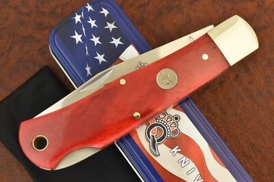 MADE IN USA QUEEN CUTLERY CO RED BONE MOUNTAIN MAN JACK LOCKBACK KNIFE (20573)