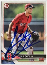 C.J. CHATHAM RC SIGNED IP 2018 BOWMAN PROSPECTS #BP117 BOSTON RED SOX AUTO