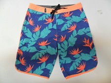 HURLEY Boy's Boardshorts Floral - Blue/Salmon - Size 28 - Brand New