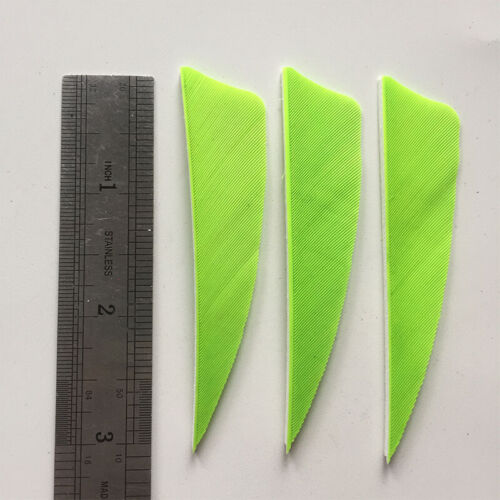 50PCS 3inch Fluorescent Green Shield Fletches Feathers Fletching Vanes RW LW - Picture 2 of 6