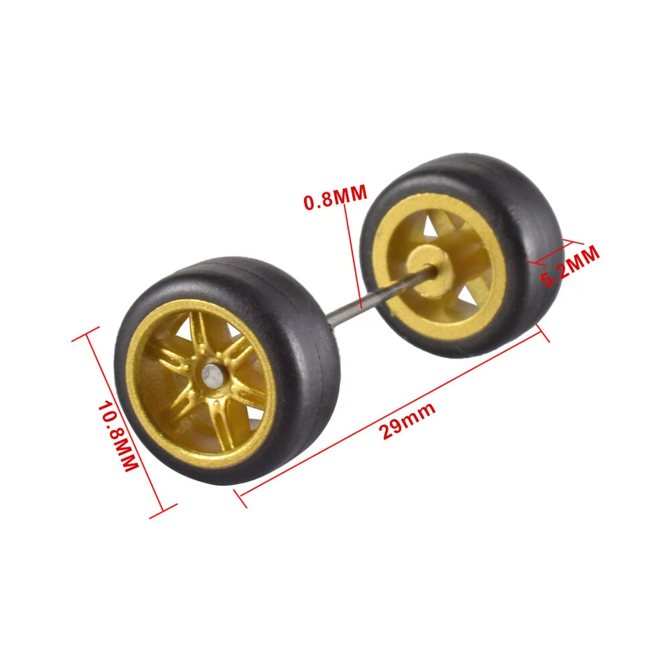 RC Räder und Gummi Reifen 11mm Felgen für Hot Wheel Matchbox Domeka 1:64 Auto - Bild 3 von 4