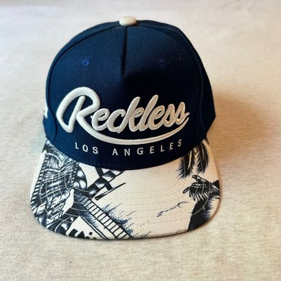 Young & Reckless Navy Blue Snapback Hat Los Angeles Graphic Brim Y&R Cap OSFM