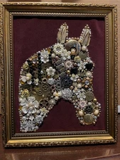 COSTUME JEWELRY  CHRISTMAS  FRAMED ART HORSE  8x10