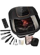 FOFOJ Y Collapsible Foot Spa Bath W/Heat Massage Roller, Bubble