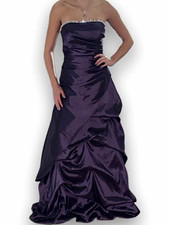 JUMP APPAREL Juniors 5 Purple Strapless Satin Column Gown Rhinestone Ruffle Zip