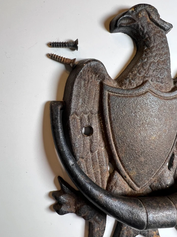 Antiguo Llamador Puerta Águila Estilo Federal Hierro Fundido Colonial Renacimiento Acero Foto 3 de 4
