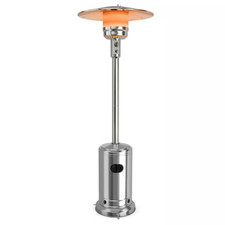50,000 BTU Chrome Outdoor Propane Patio Heater with Wheels, Tip-Over Protection,