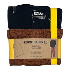 Eddie Bauer Men's Long Sleeve Waffle Henley & Flannel Pant Pajama Set (M)
