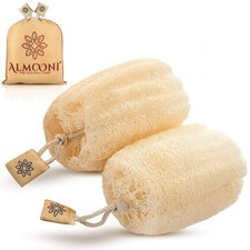 Natural Loofah Exfoliating Body Scrubber for Men and Women, Real Round Egypti...