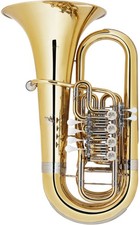 Lackierte F-Tuba mit fünf Minibal Drehventilen & wechselbarem Messing Mundrohr