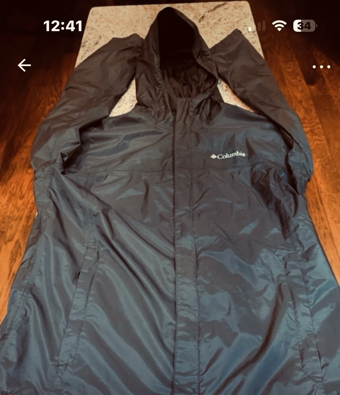 Columbia Men’s Med Black Hooded Rain Jacket Waterproof Windbreaker EUC - product detail image 7