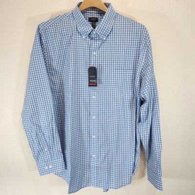 Arrow Men s Dress Shirt XL 17 17.5 34 35 Regular Fit Blue Check Wrinkle NWT