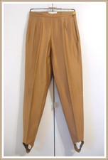 LIGHT BROWN STIRRUP PANTS from CACHE Made in France Vintage Small
