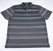 PGA Tour Pro Series Men  s XL Gray Blue  White Striped Athletic Fit Golf Polo