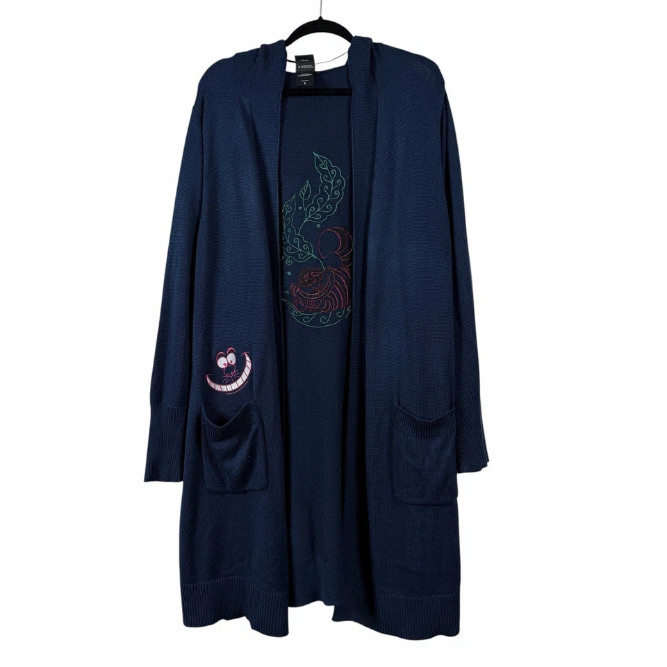 Torrid Size 5X Navy Blue Disney Alice In Wonderland Cardigan With Hood Sweater - Image 3 of 4