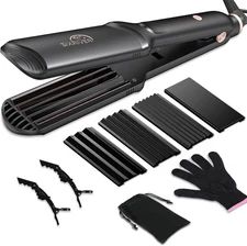 Hair Crimper for Women - Ceramic Waver Hair Tool with 4-In-1 Flat Crimping Iron