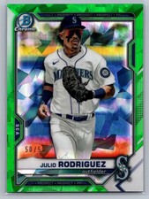 Julio Rodriguez 50/50 GREEN SAPPHIRE 2021 Bowman Draft BDC-145 Seattle