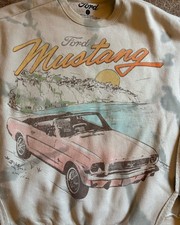 Ford Mustang White Sweatshirt Women s Small Tie Dye Red Convertible Graphic
