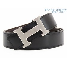 Hermes Constance H Belt Hairline Reversible 32MM 95 Black Chocolat Used LIBR-0