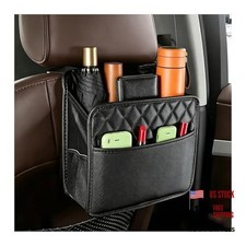 Car Seat Back Organizer, Foldable Leather Auto Backseat Hanging Storage