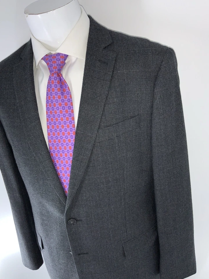 Traje John Varvatos 41R Gris Lana a Cuadros 2B 2V 32x31 Frente Plano India YGI P5-106 Foto 4 de 4