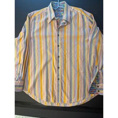 Robert Graham Men s XL Multicolor Striped Button UpContrast Lining   Signature