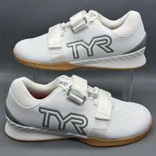TYR L-1 Lifter Mens 12 Weight Training Power Lifting Gym Shoes White Silver NWOB