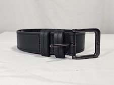 Mens Black Wrangler Leather Belt. Minamlist Black Buckle 32 Small