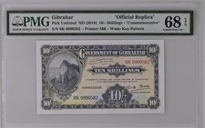 GIBRALTAR 2018 10 SHILLINGS COMMEMORATIVE PMG 68 EPQ . SUPERB GEM UNC